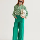 Pantalon vert compania fantastica 43018 pantalon large leger d été couleur vert