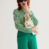 Pantalon vert compania fantastica 43018 pantalon large leger d été couleur vert