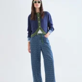 gilet bicolore compania fantastica. gilet manche longue bleu marine et vert foncé 63c/10215