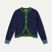 gilet bicolore compania fantastica. gilet manche longue bleu marine et vert foncé 63c/10215