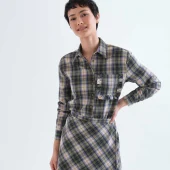 Chemise à carreaux compania fantastica. chemise d 'hiver manche longue à carreaux en coton . poche original couleur beige bleu vert 63c/11105