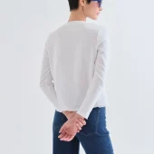 t shirt compania fantastica tee shirt d'hiver manche longue uni blanc. 100% coton inscription CF col rond 63c/11027