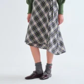 Jupe à carreaux compania fantastica jupe d hiver portefeuille à carreaux vert bleu beige mi longue midi en coton