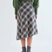 Jupe à carreaux compania fantastica jupe d hiver portefeuille à carreaux vert bleu beige mi longue midi en coton