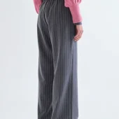 pantalon gris - Compania Fantastica pantalon d hiver large gris avec fines rayures beige taille élastique 63c/11098