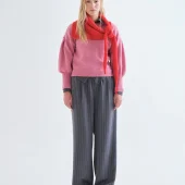 pantalon gris - Compania Fantastica pantalon d hiver large gris avec fines rayures beige taille élastique 63c/11098
