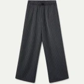 pantalon gris - Compania Fantastica pantalon d hiver large gris avec fines rayures beige taille élastique 63c/11098