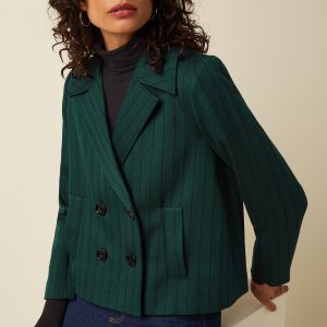 veste patti king louie veste de tailleur courte verte rayée patti coat dale chevron pine green 10657
