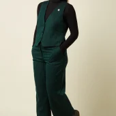 pantalon federica king louie pantalon de costume fond vert foncé avec rayures federica pants dale chevron pine green 10657