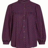 Blouse Leslie king louie blouse manche longue à motifs sur fond prune . boutons carré leslie blouse chartre evening blue 10679