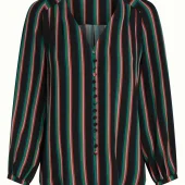 blouse erin king louie erin blouse harley stripe 10687 blouse chmise haut à manches longues avec boutons sur le devant rayures bleu vert rose rouge sur fond noir