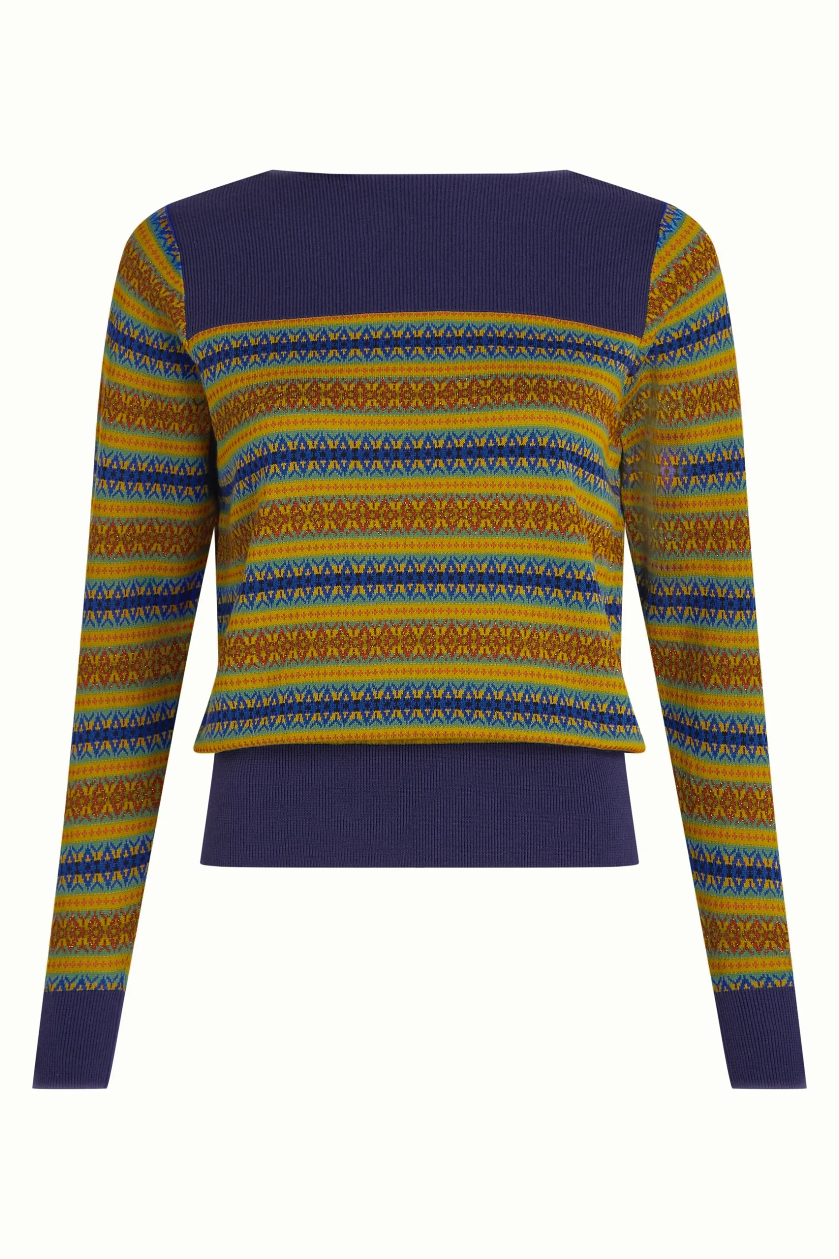 10819999_5 Pull Kiki king louie kiki top rosedale 10819 color multi color pull fin pres du corps motif jaune et bleu. col bateau Pull Kiki king louie kiki top rosedale 10819 color multi color pull fin pres du corps motif jaune et bleu. col bateau