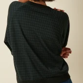 sweat bibi king louie bibi sweater reyna check 10918 sweat sportsweart motif carreau vert et bleu sur fond noir col rond
