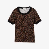 t shirt "outline" mademoiselle yéyé 62218b t shirt à manche courte col rond imprimé leopard logo melle yéyé