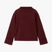 haut sportswear mademoiselle yéyé haut bordeaux prune lie de vin manche longue evasée col haut uni mod shift top 62227