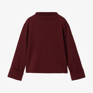 haut sportswear mademoiselle yéyé haut bordeaux prune lie de vin manche longue evasée col haut uni mod shift top 62227