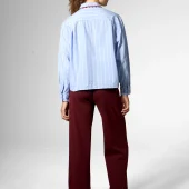 chemise edge infusion mademoiselle yéyé chemise bleu rayé blanche avec galon bordeaux 2 poches edge infusion blouse blouse 62253