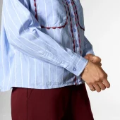 chemise edge infusion mademoiselle yéyé chemise bleu rayé blanche avec galon bordeaux 2 poches edge infusion blouse blouse 62253