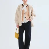 gilet compania fantastica cardigan punto bicolor marron y rosa cardigan sans manche rayé jaune et beige col rond marron bouton bois marron 63c/10241