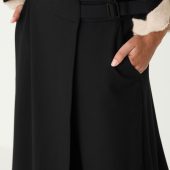 pantalon jupe culotte longue effet asiatique moderne noir avec pan sur le devant wtr0063802n