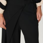 pantalon jupe culotte longue effet asiatique moderne noir avec pan sur le devant wtr0063802n