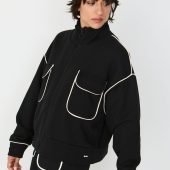 Veste ianire oversize skfk noir avec liseré blanc sweat ianire gots wst00035 02n