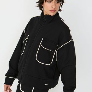 Veste ianire oversize skfk noir avec liseré blanc sweat ianire gots wst00035 02n
