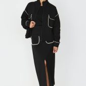 Veste ianire oversize skfk noir avec liseré blanc sweat ianire gots wst00035 02n
