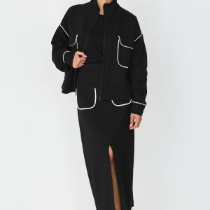 Veste ianire oversize skfk noir avec liseré blanc sweat ianire gots wst00035 02n