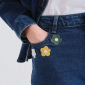 jean euphonia compania fantastica jean bleu femme avec vers les poches de devant 3 fleurs brodées 63c/47004